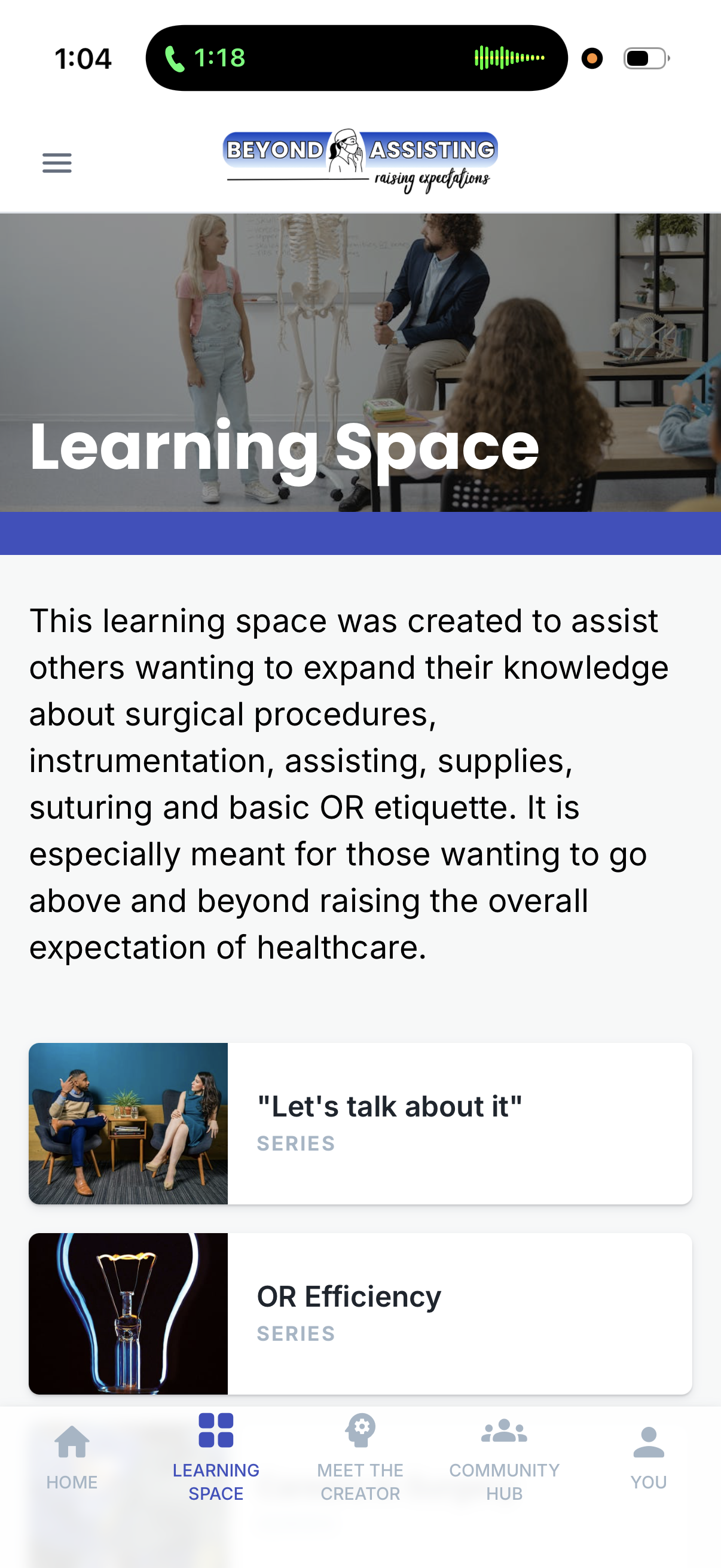 Beyond Assisting app Learning Space